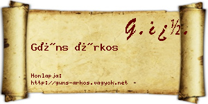 Güns Árkos névjegykártya